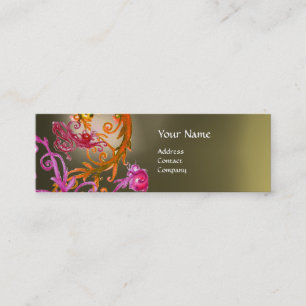 RED BERRIES SWIRLS GEMSTONE red grey Mini Business Card