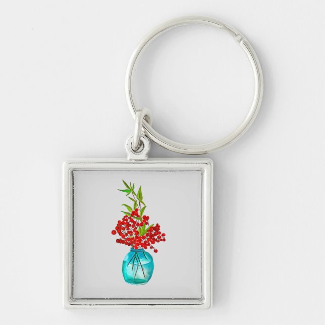 Red Berries watercolor art Key Ring (Front)