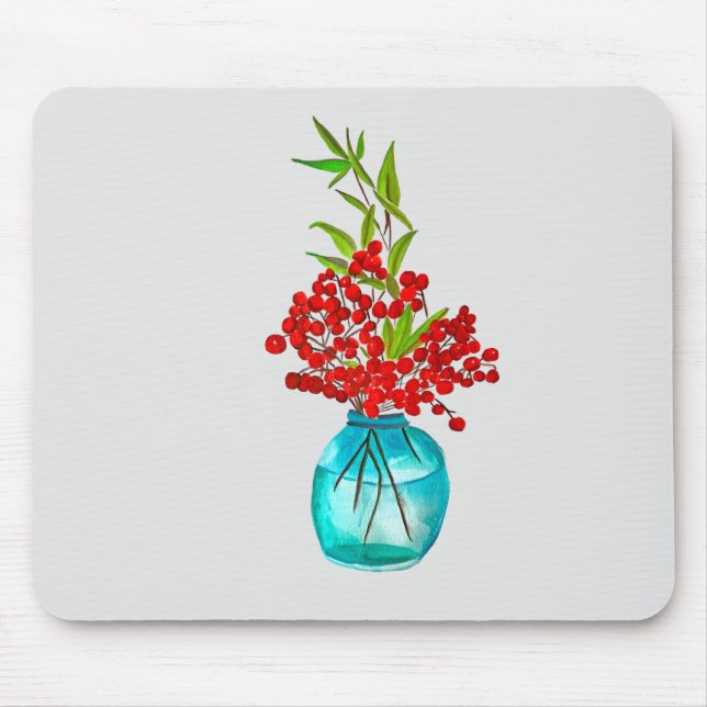Red Berries watercolor art Mouse Pad (Front)