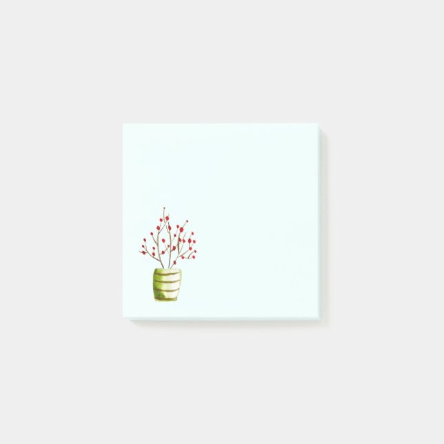 Red Berries watercolor Christmas Post-it Notes (Front)