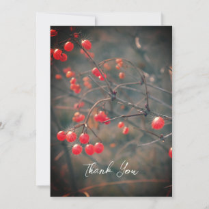 Red Berries Winter Nature Photography Thank You Card