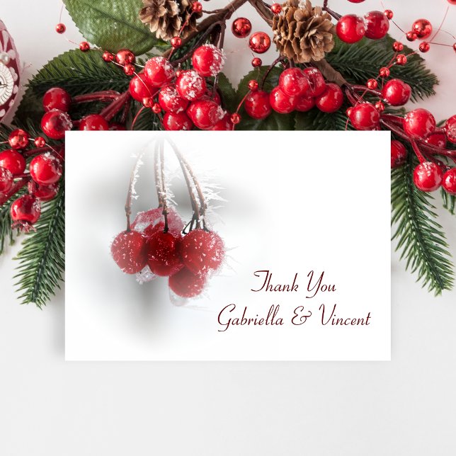 Red Berries Winter Wedding Thank You Notes Flat (Creator Uploaded)
