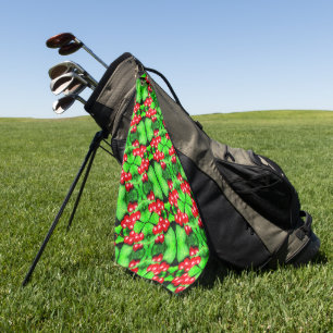 Red Berries With Raindrops Abstract Nature Pattern Golf Towel