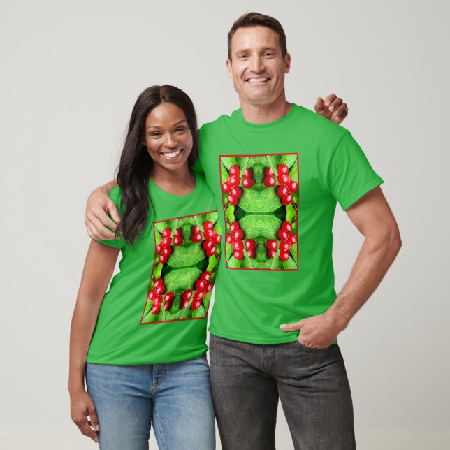 Red Berries With Raindrops Abstract Nature T-Shirt (Unisex)