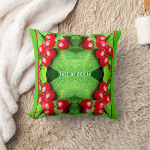 Red Berries With Raindrops Nature Personalised Cushion