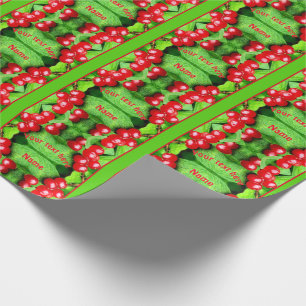 Red Berries With Raindrops Personalized Nature Wrapping Paper