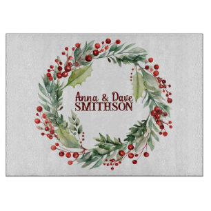 Red Berries Wreath Cutting Board