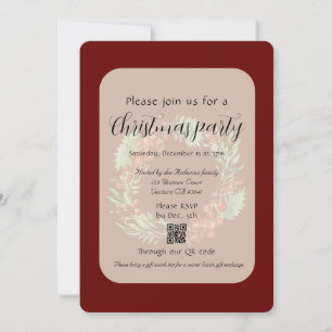 Red Berry Christmas Wreath Winter Red Invitation