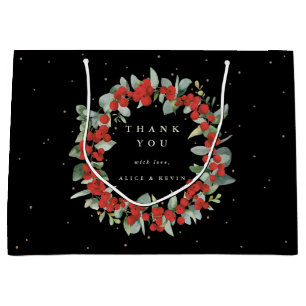 Red Berry+Eucalyptus Christmas/Holiday Thank You Large Gift Bag
