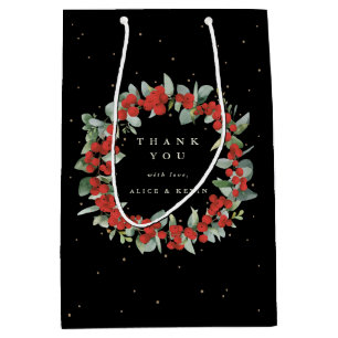 Red Berry+Eucalyptus Christmas/Holiday Thank You Medium Gift Bag