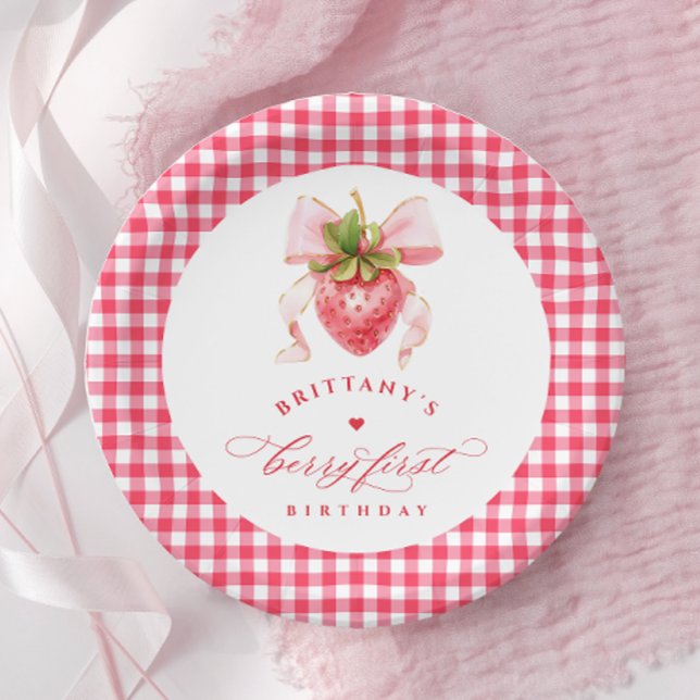 Red Berry First Birthday Paper Plate (Creator Uploaded)