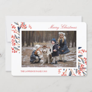 Red Berry Foliage Christmas Holiday Photo Card