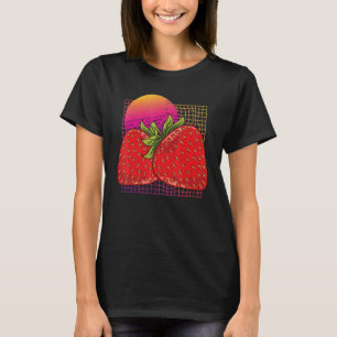 Red Berry Fruit Strawberries  80s Vaporwave Strawb T-Shirt