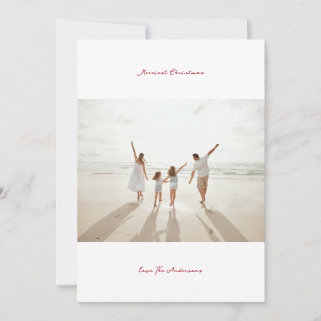 red berry handwritten ink merriest christmas photo holiday card (Front)