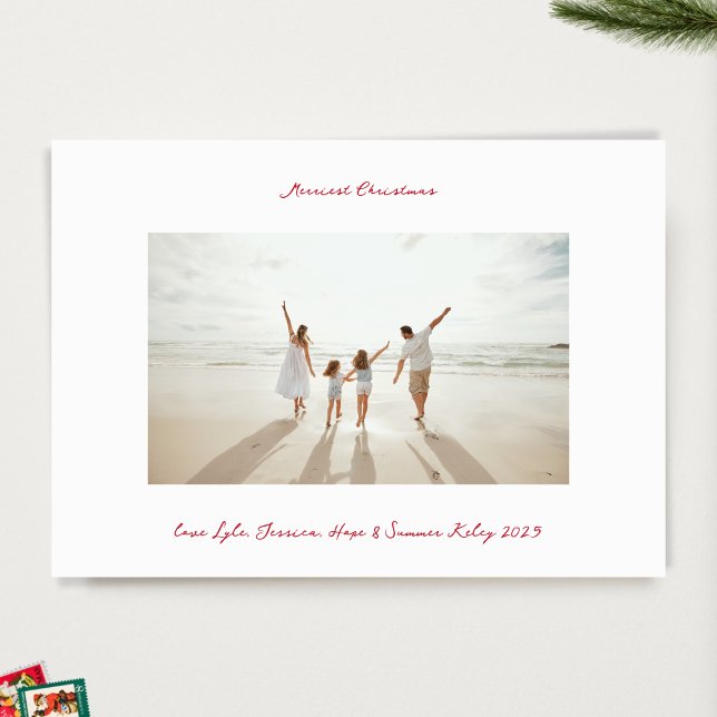 red berry handwritten ink merriest christmas photo holiday card (Creator Uploaded)