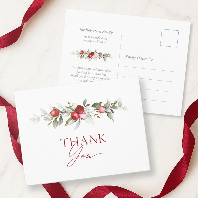 Red Berry Holiday Thank You Card (Creator Uploaded)