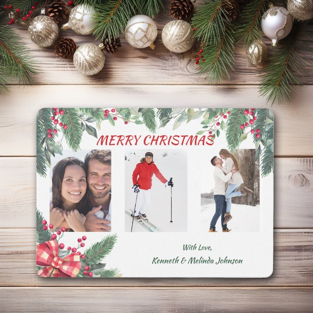 Red Berry Holly Evergreen Border Photo Template (Creator Uploaded)