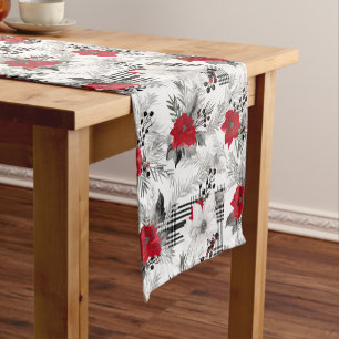 Red Berry Mistletoe Christmas Pattern Short Table Runner