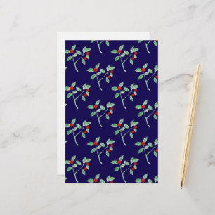 red berry plant stationery