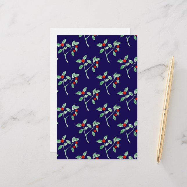 red berry plant stationery (Front/Back In Situ)