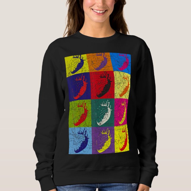 Red Berry Summer Food Fruit Pop Art Strawberry 1 Sweatshirt (Front)