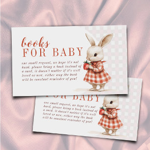 Red Berry Sweet Bunny Baby Shower Books for Baby Enclosure Card