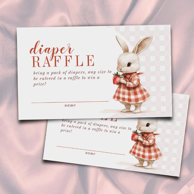 Red Berry Sweet Bunny Baby Shower Diaper Raffle Enclosure Card (Creator Uploaded)