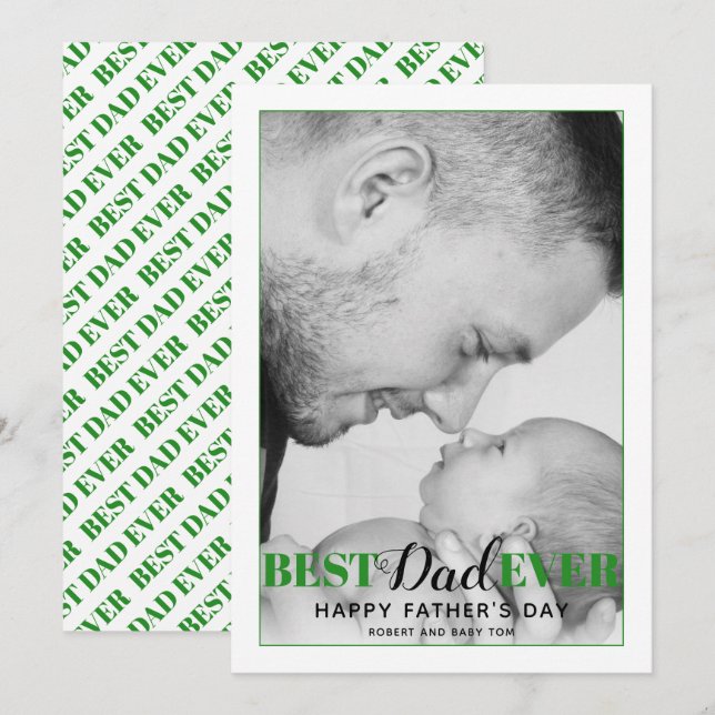 Red Best Dad Ever typography Father's Day card (Front/Back)