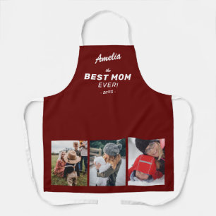 Red Best Mum Ever Mother`s Day Keepsake 3 Photo Apron