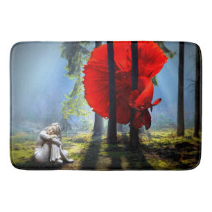 Red Betta Fish Bath Mat