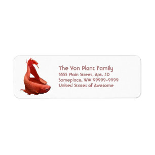 Red Betta Siamese Fighting Fish Return Address Label