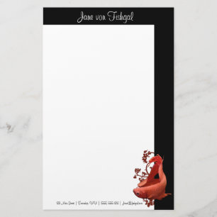 Red Betta Siamese Fighting Fish Stationery
