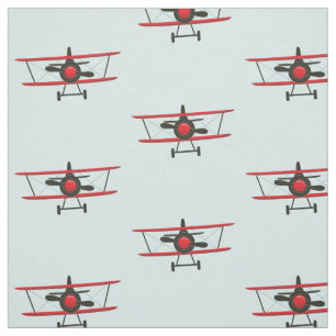 Red Bi-Plane Pattern Fabric