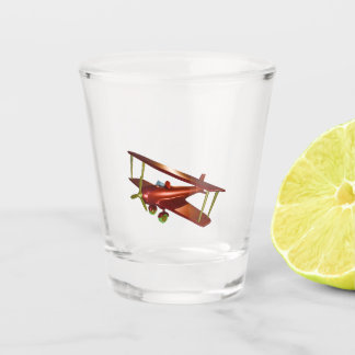 Red Bi-plane Shot Glass
