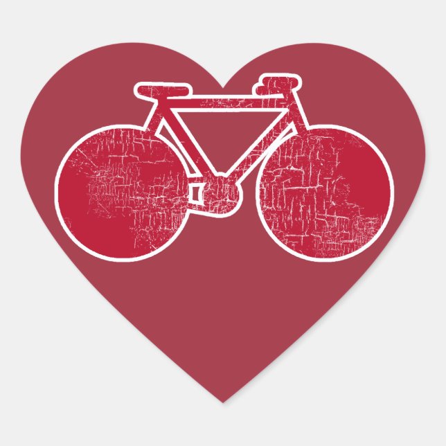 red Bicycle Heart Sticker (Front)