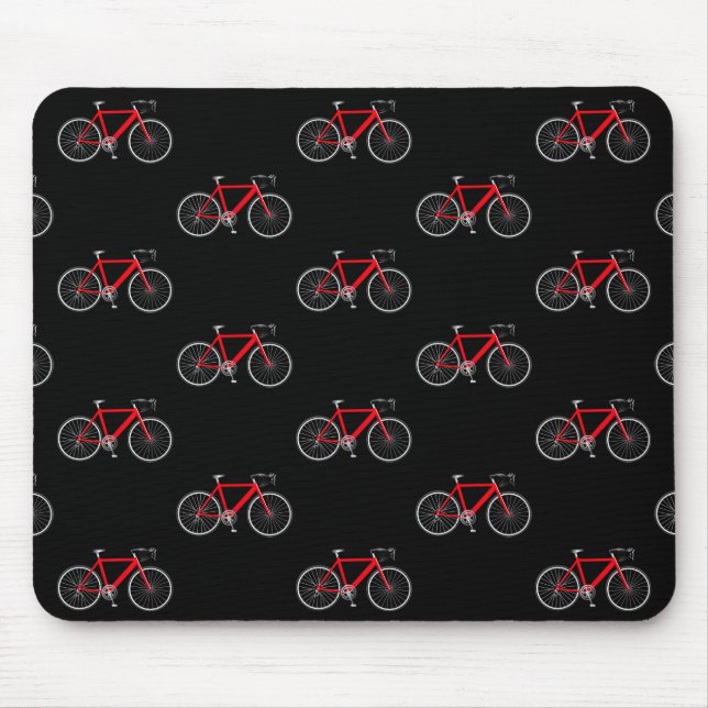 red bicycle on black mouse pad (Front)