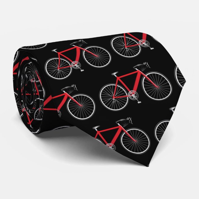 Red bicycle on black tie (Rolled)