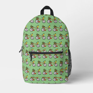 red bicycle pattern printed backpack