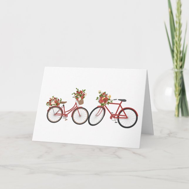 Red Bicycles, Cute Valentines Day Card (Front)