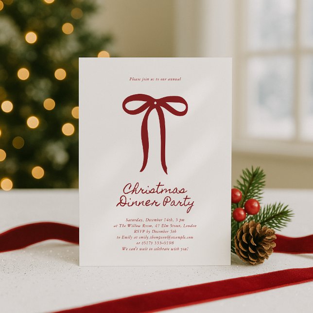 Red Big Bow Christmas Party Invitation (Creator Uploaded)