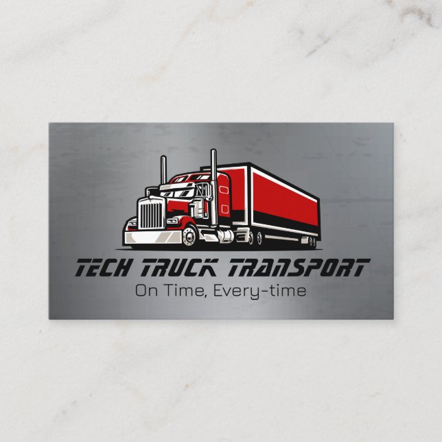 Red Big Rig | Truck Driver | Transport Business Card (Front)
