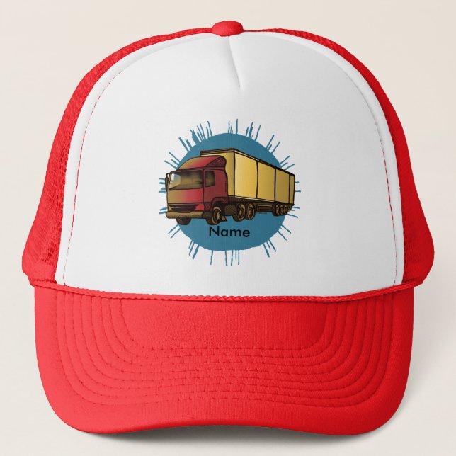 Red Big Rig Truck Trucker Hat (Front)