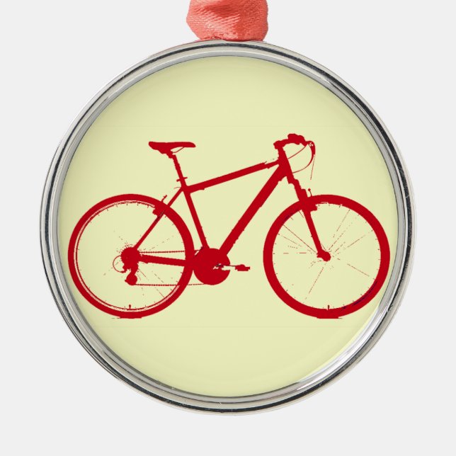 red bike, cycling metal ornament (Front)