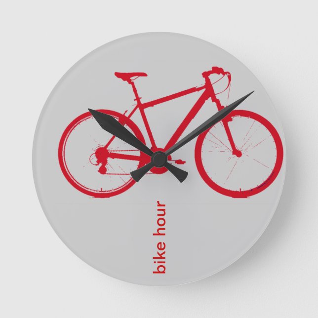 red bike, cycling round clock (Front)