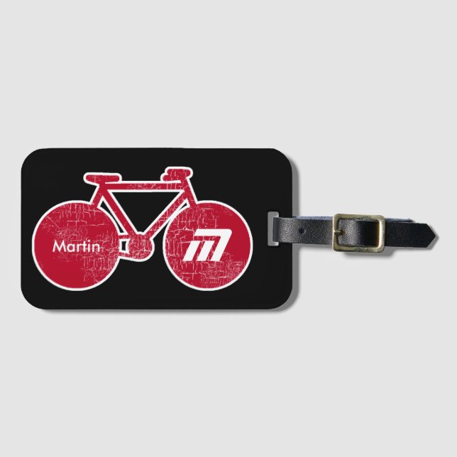 red bike personalized luggage tag (Front Horizontal)