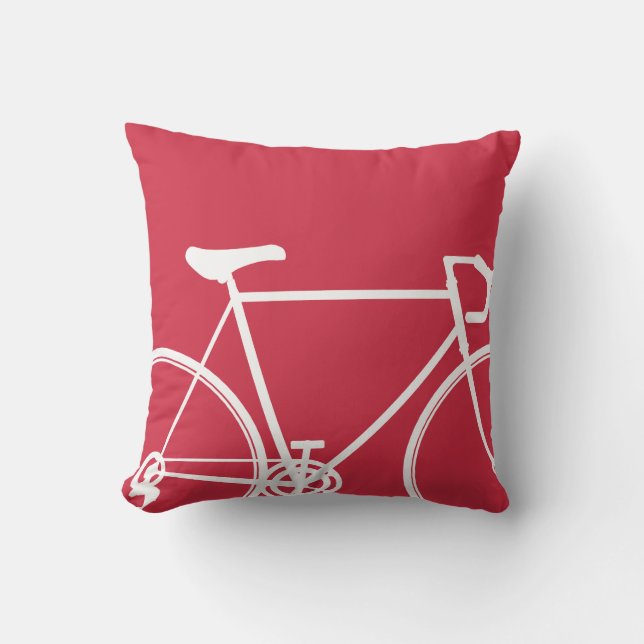 Red bike throw pillow (Front)