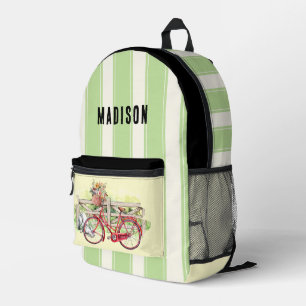 Red Bike with Flowers Pesonalized Backpack