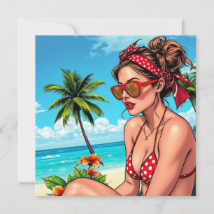 Red Bikini, Sunglasses and Bandana Woman  