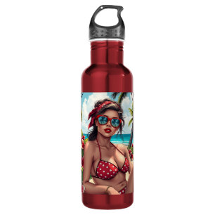 Red Bikini, Sunglasses and Bandana Woman   710 Ml Water Bottle