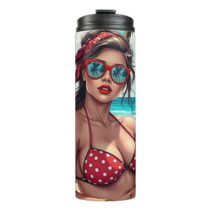 Red Bikini, Sunglasses and Bandana Woman   Thermal Tumbler